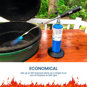 JJGeorge Grill Torch economical use with propane or MAP gas.