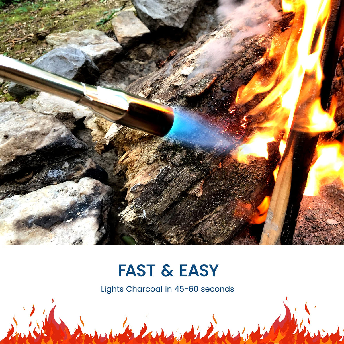 JJGeorge Grill Torch fast-light igniting coals in seconds.