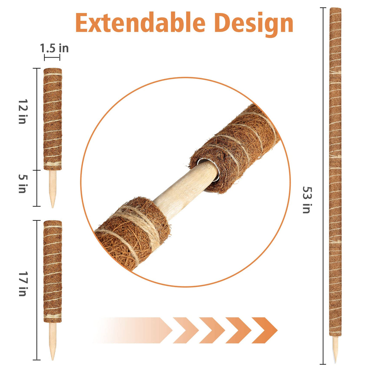 JJGoo moss pole extended to 53 inches for tall indoor climbers