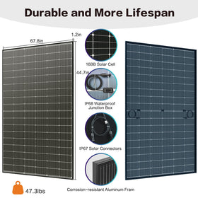JJN 400W panel durable black frame withstands strong winds and snow