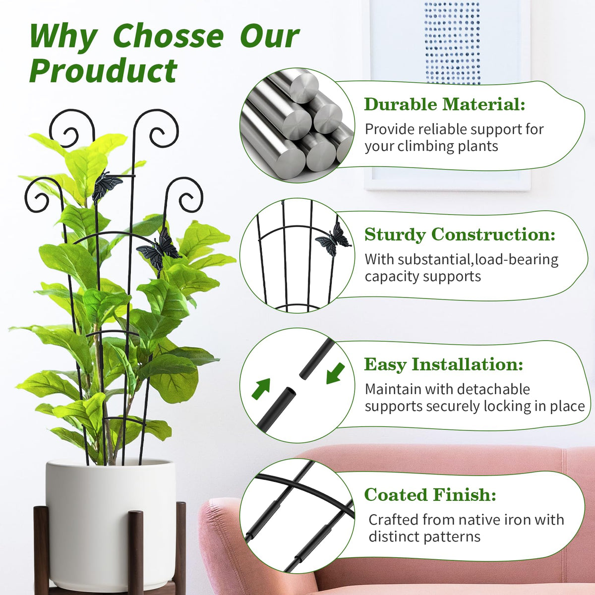 JJSHUANL easy-install trellis requires no tools for quick setup