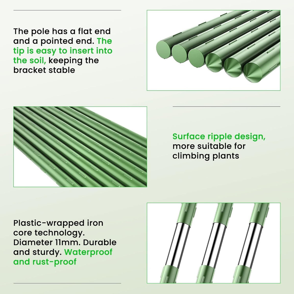 Sturdy spiked leg caps of JK-GMTE trellis penetrate soil for stable outdoor support.