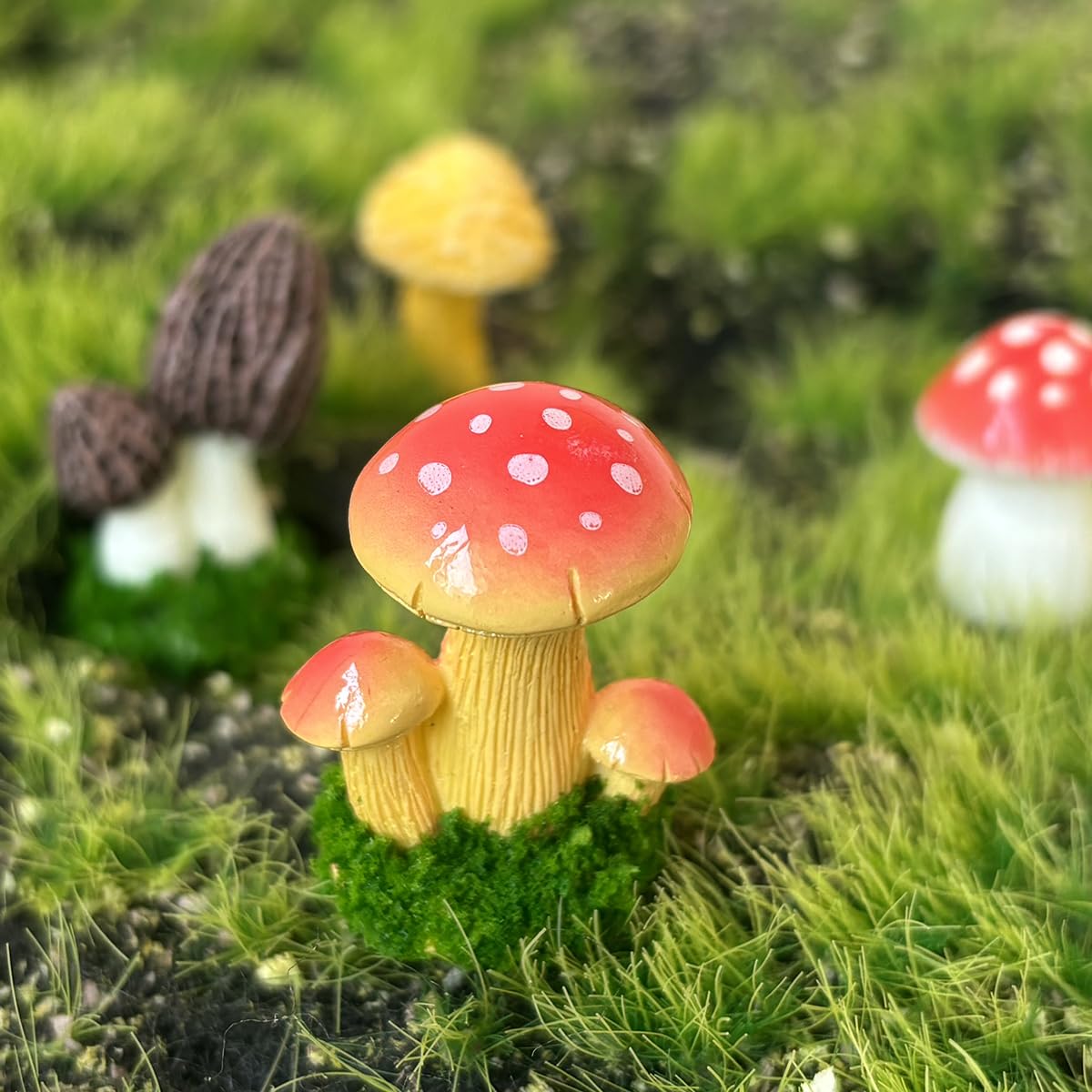 JKanruh fairy garden mushroom collection enhances outdoor scenes with whimsical color