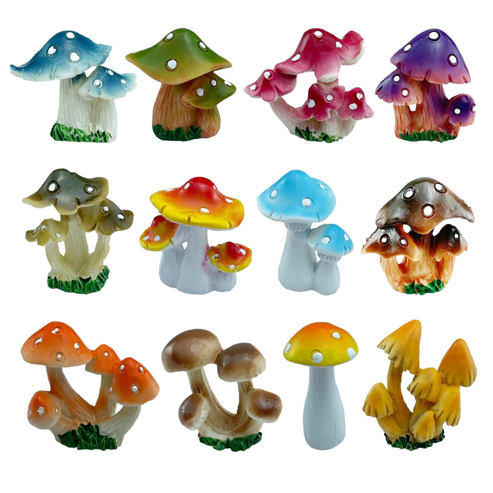 JKanruh resin mushroom miniature, 1.5–1.8 inch, perfect for fairy gardens and terrariums.