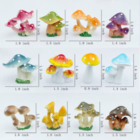 JKanruh resin mushroom miniature, 1.5–1.8 inch, adds color to potted plants.