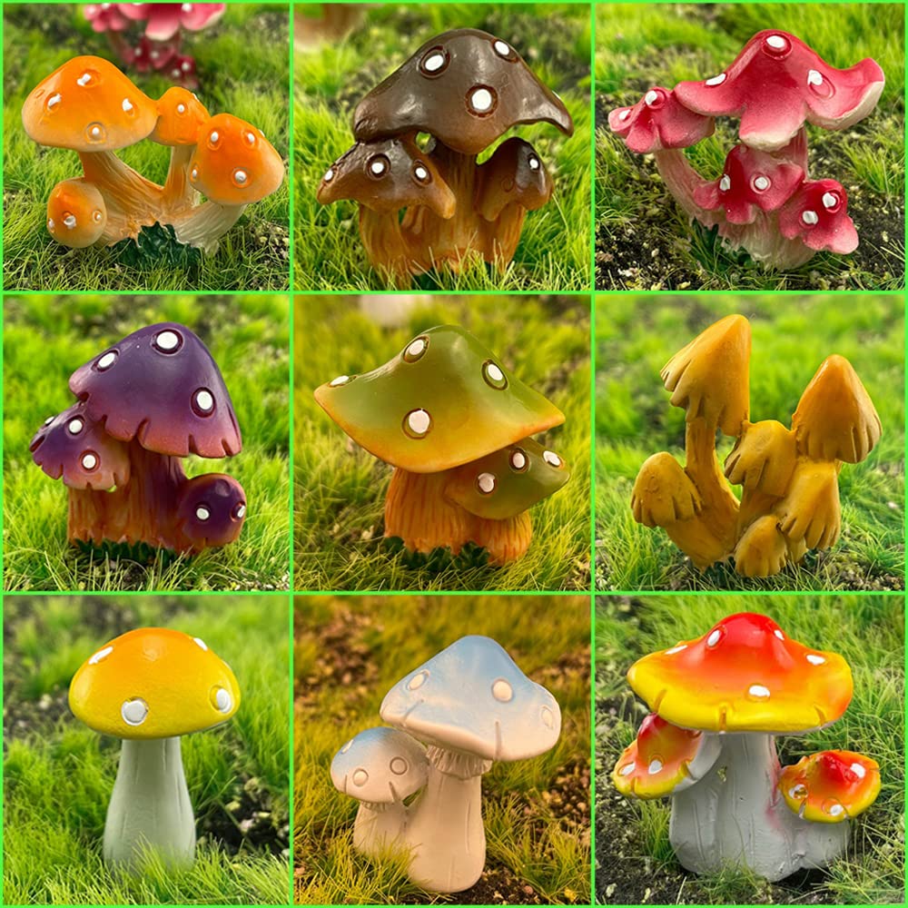 JKanruh resin mushroom miniature, 1.5–1.8 inch, great for cake decorations and DIY crafts.