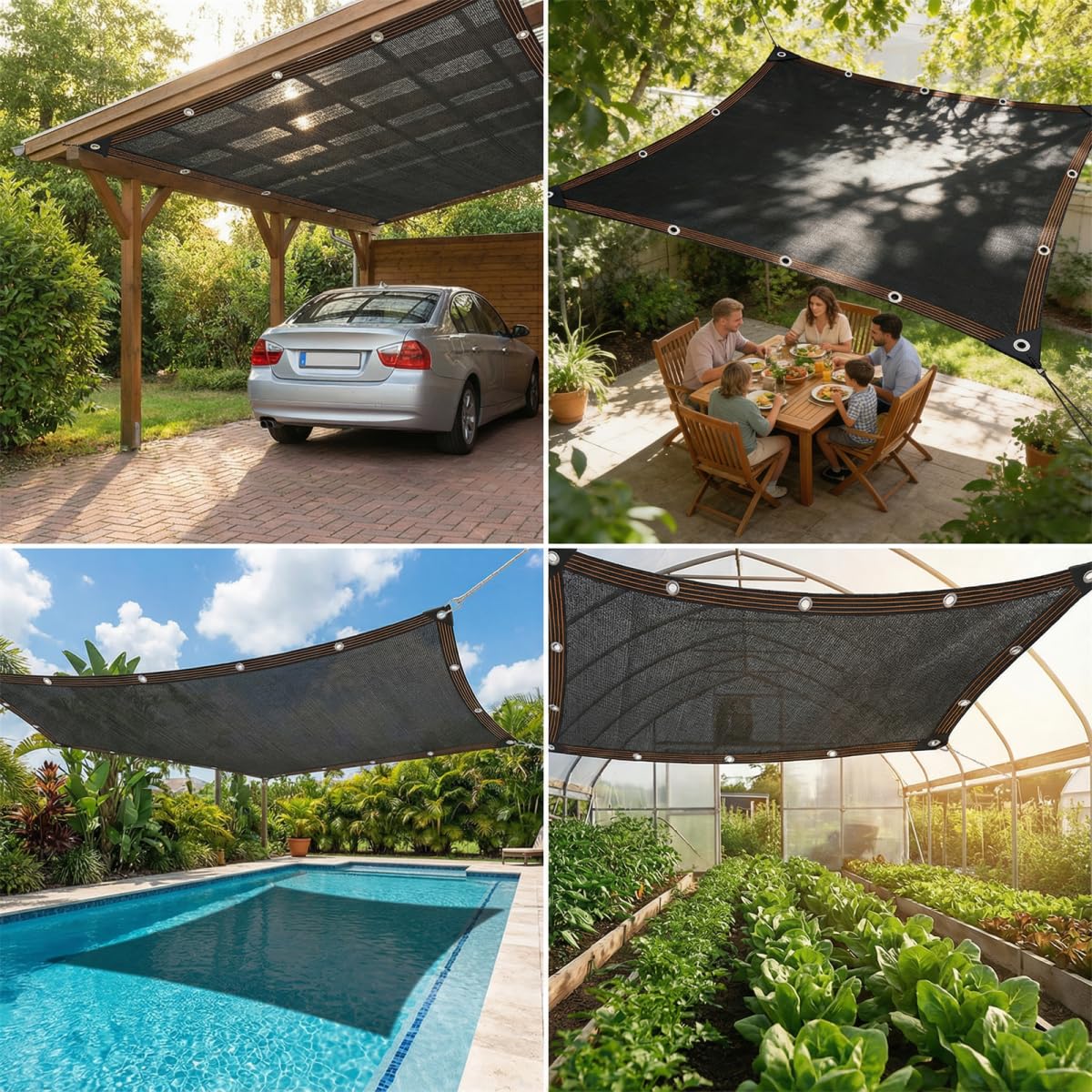 JKNVDVLC greenhouse shade netting lowers heat while allowing light.