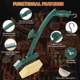 Jkoeier detachable cleaning head allows dishwasher-safe cleaning after grilling sessions.