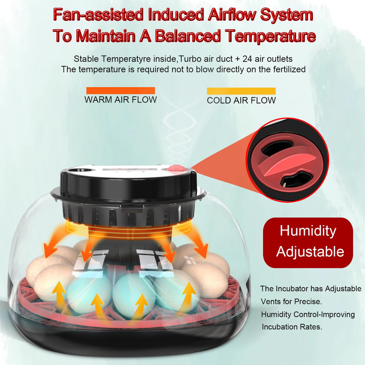 Jkwiwe incubator smart alarm alerts for environmental shifts