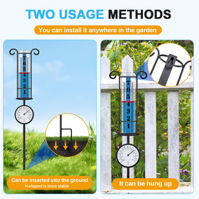 JMBay rain gauge with blue water level strips for easy reading