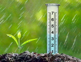 JMBay rain gauge tube with large font for easy readings.