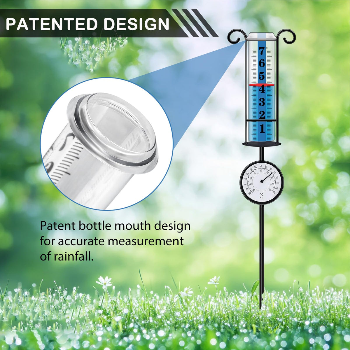 JMBay rain gauge metal stake provides stable garden installation