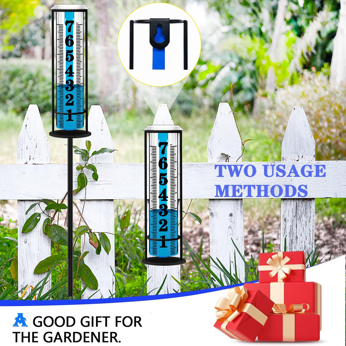 JMBay rain gauge outdoor easy installation with fence-hang hook option.