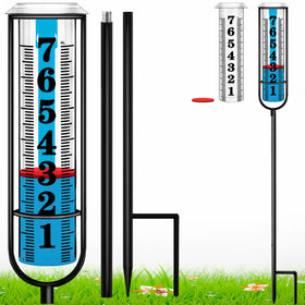 JMBay rain gauge with stake assembly for easy yard setup and monitoring.