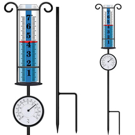 JMBay rain gauge outdoor thermometer with large font readings for yard use