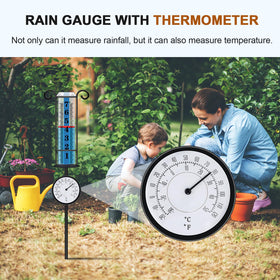 JMBay rain gauge thermometer showing temperature at a glance
