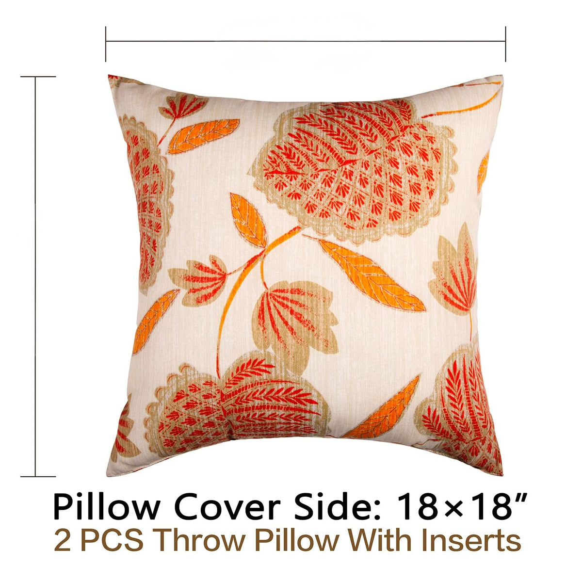 JMGBird beige pillow enhances patios with orange leaf design for cozy autumn style.
