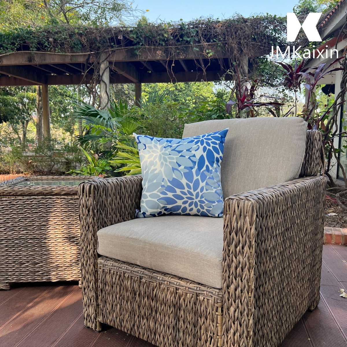 JMKaixin 18x18 square cushions fit sofas, chairs, and sun loungers indoors and out.