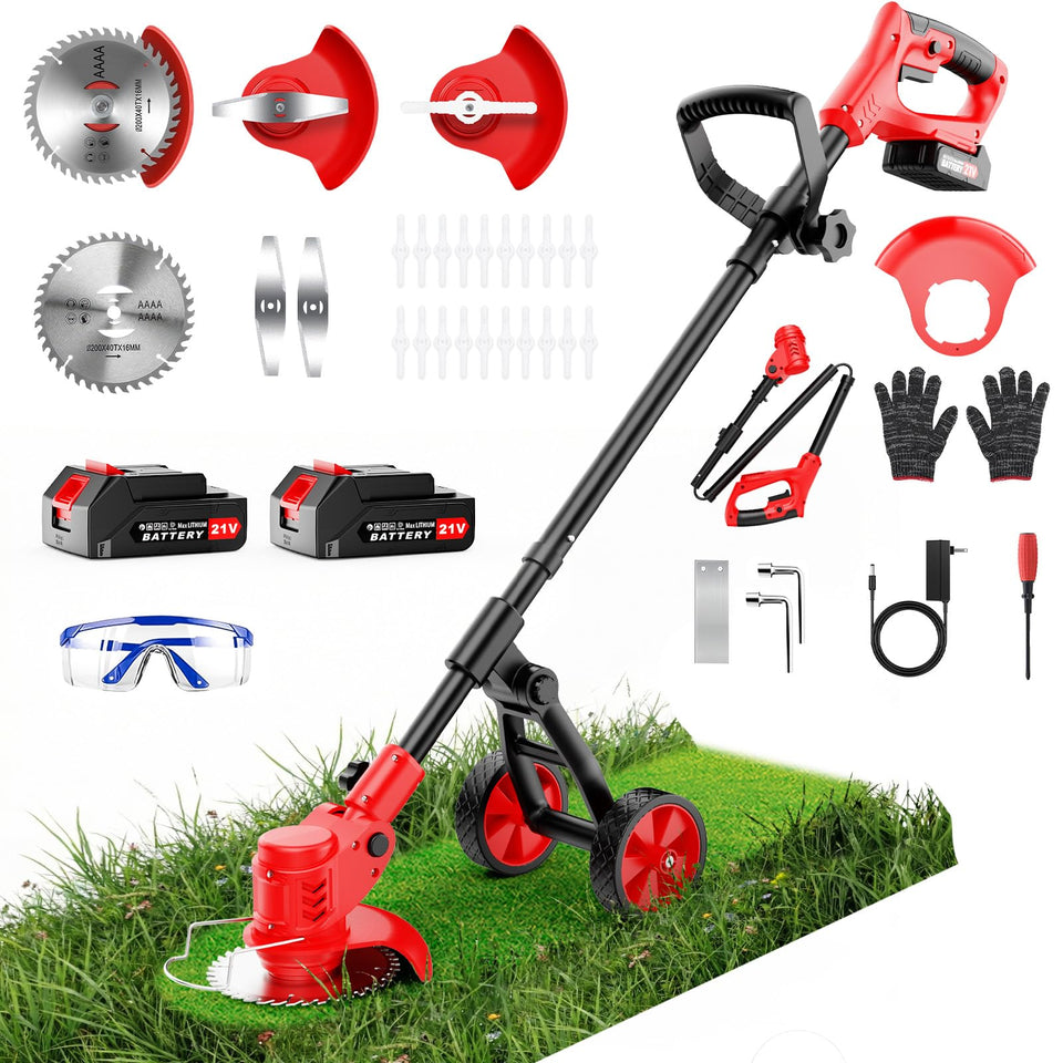Jmmyvanee cordless weed wacker with 8-inch cutting width for quick lawn edging