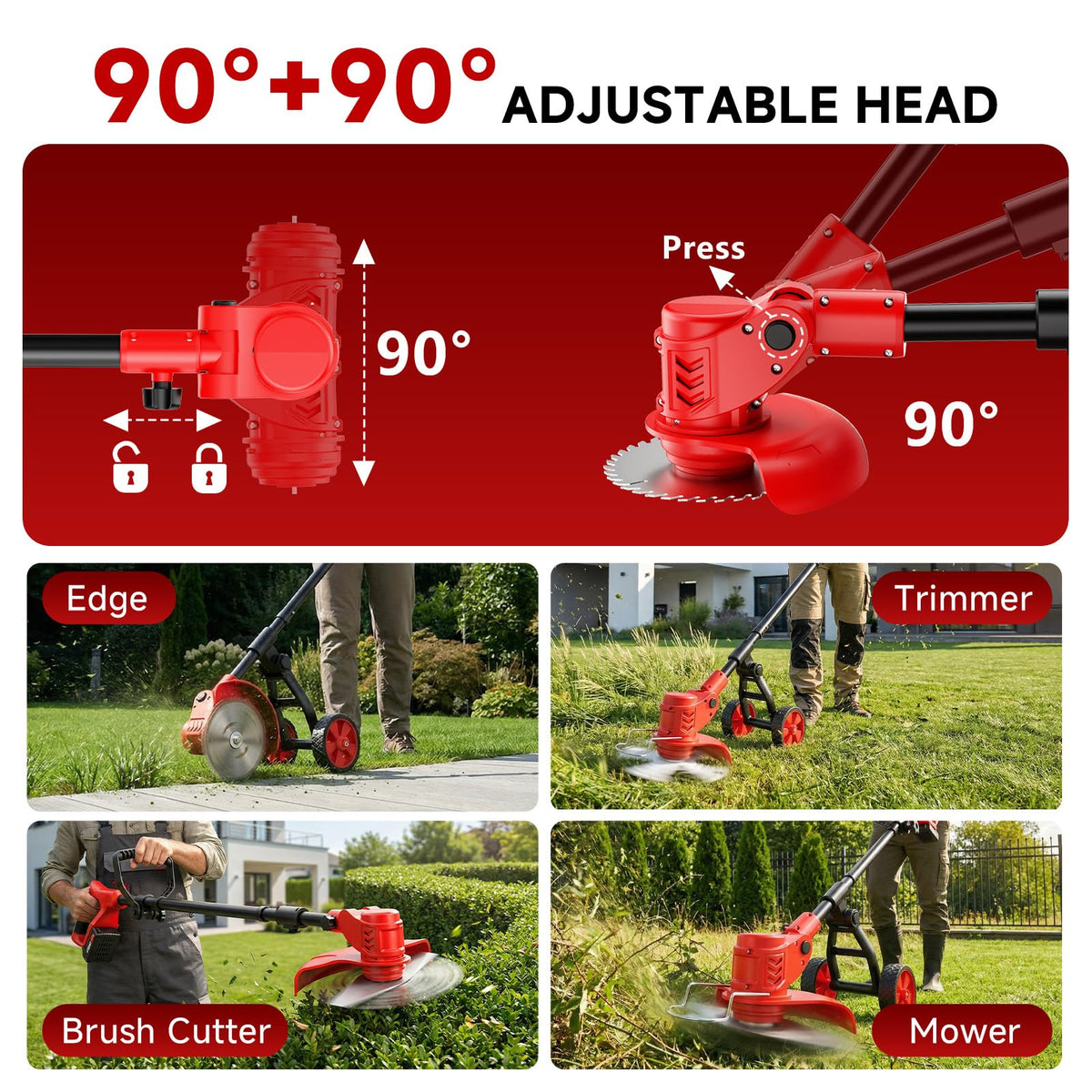Jmmyvanee weed wacker with adjustable handle for comfortable grip