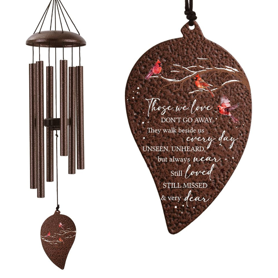JMsuertes memorial wind chimes with cardinal bronze finish, 32-inch height for lasting remembrance