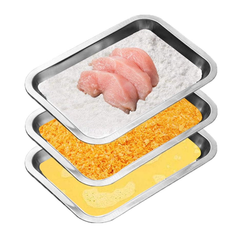 JMUSTTBO 3-pack breading trays set for versatile kitchen prep and marinating