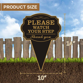 JMXINHANG WATCH YOUR STEP back view, high-visibility sign for sidewalks and entryways.