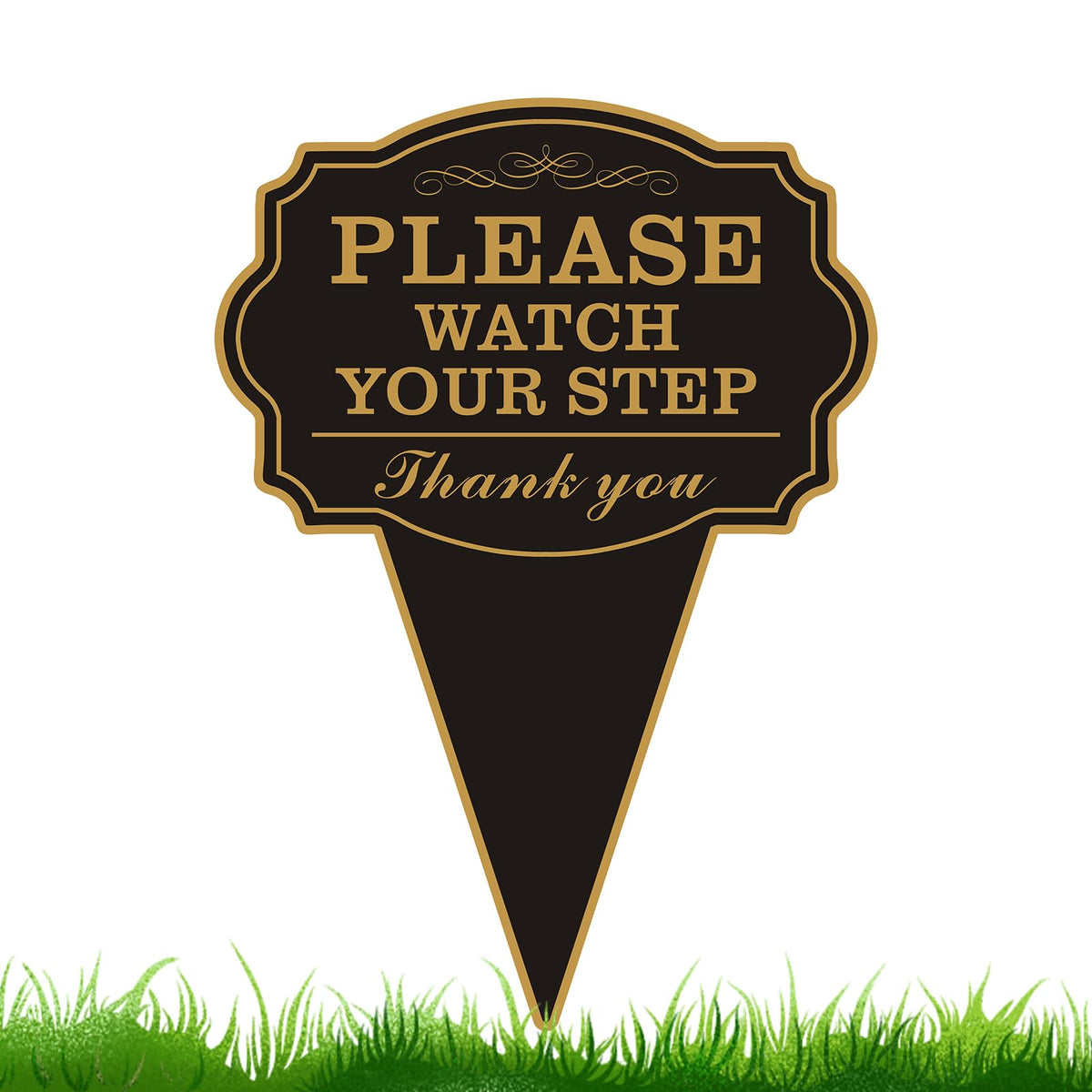 JMXINHANG WATCH YOUR STEP front view, durable 10x14 aluminum sign for outdoor walkways.