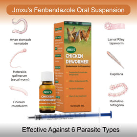 Jmxu's dewormer label close-up showing dosage and active ingredient.