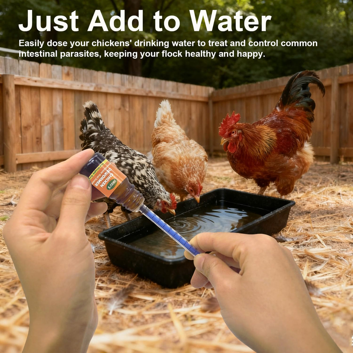 Jmxus fenbendazole packaging on shelf for poultry care.