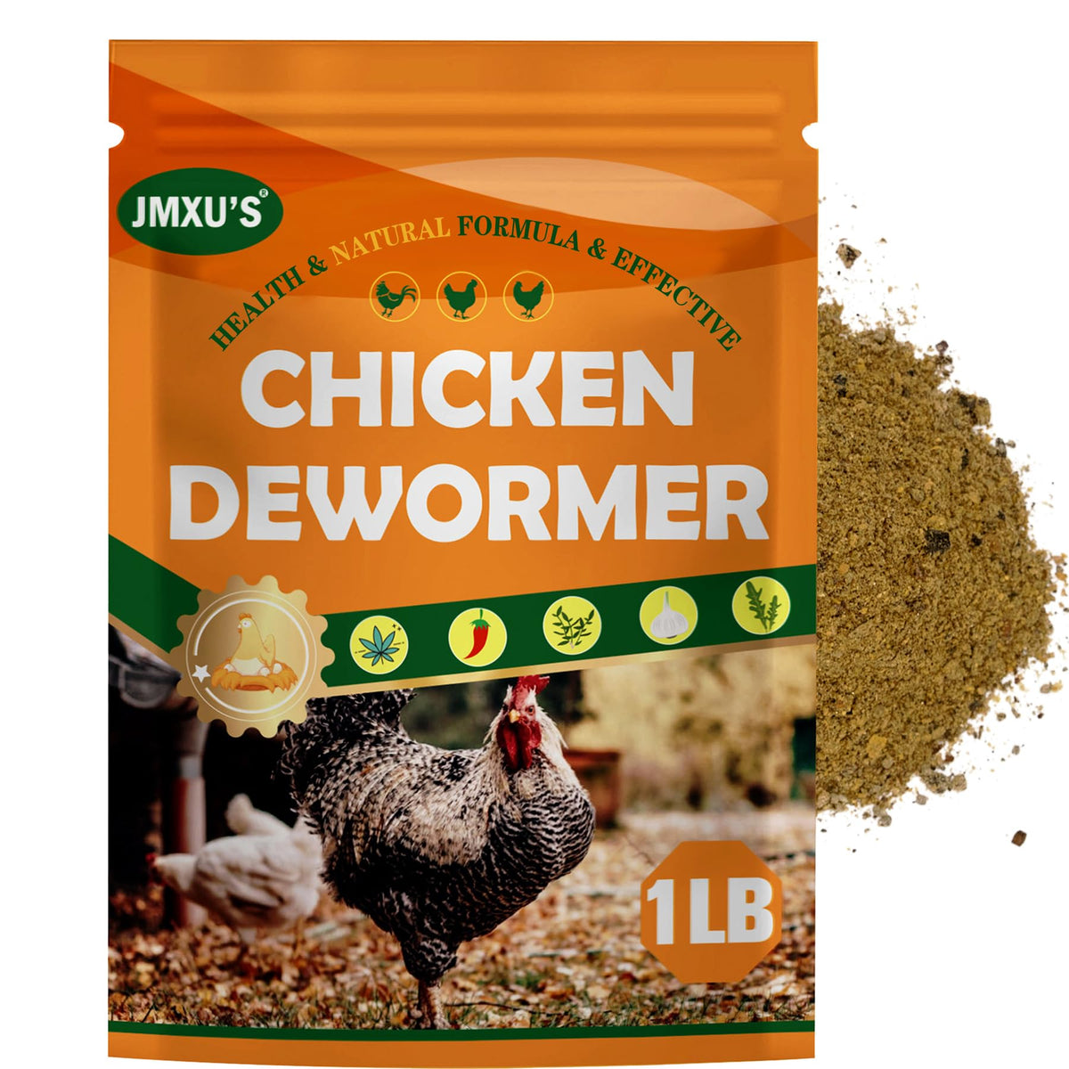 Jmxu's chicken dewormer powder bottle for easy daily use