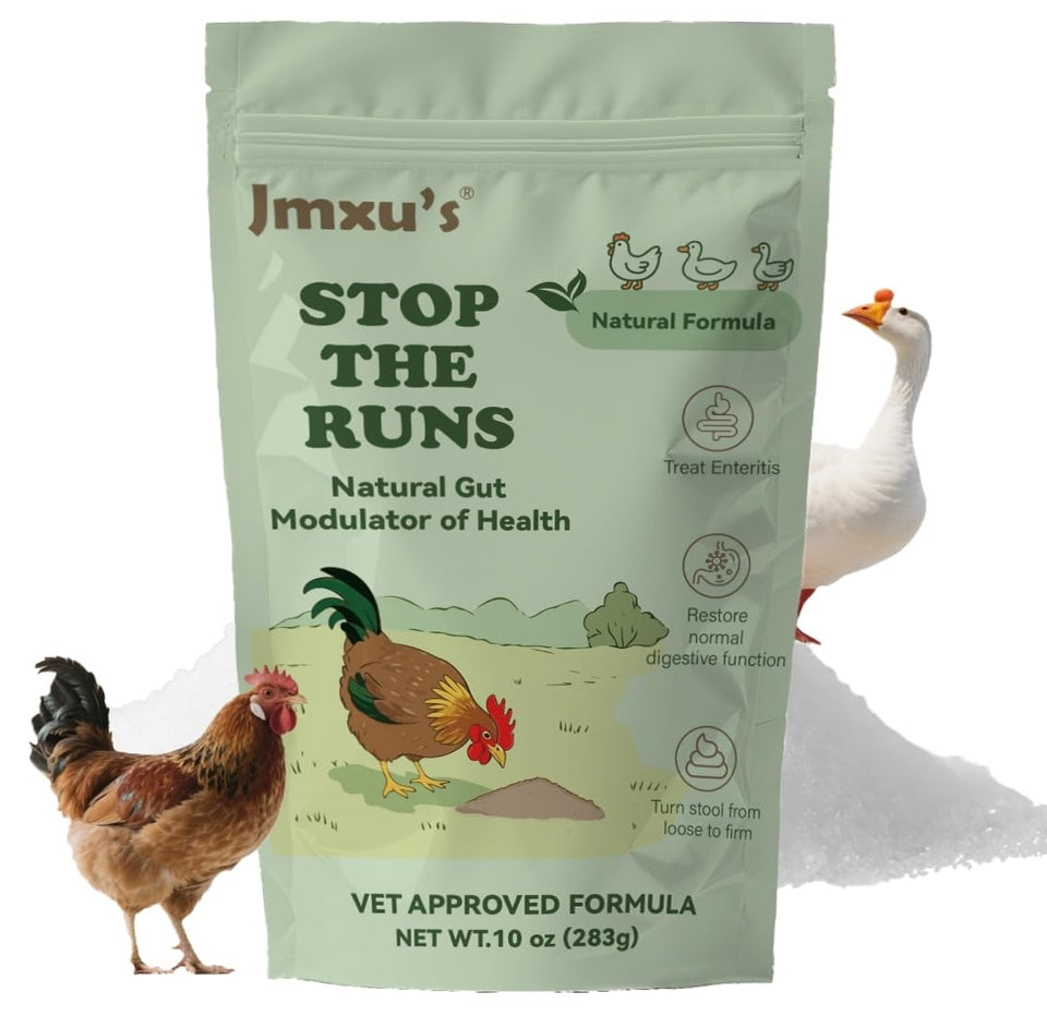 Jmxu's Chicken Gut Modulator bottle pour for gut support during dosing.