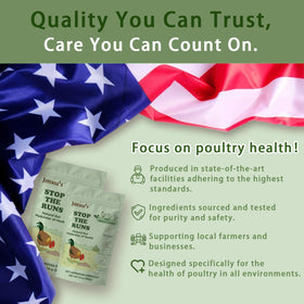 Jmxu's Chicken Gut Modulator farm scene shows poultry-friendly supplement in use.