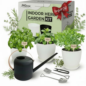 JNGROW indoor garden kit with large pots for healthier herb growth.