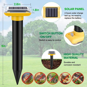 JNKNT waterproof mole repellent with IP65 rating withstands rain in garden.