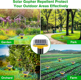 JNKNT ultrasonic repellent works with sunlight for continuous outdoor use.