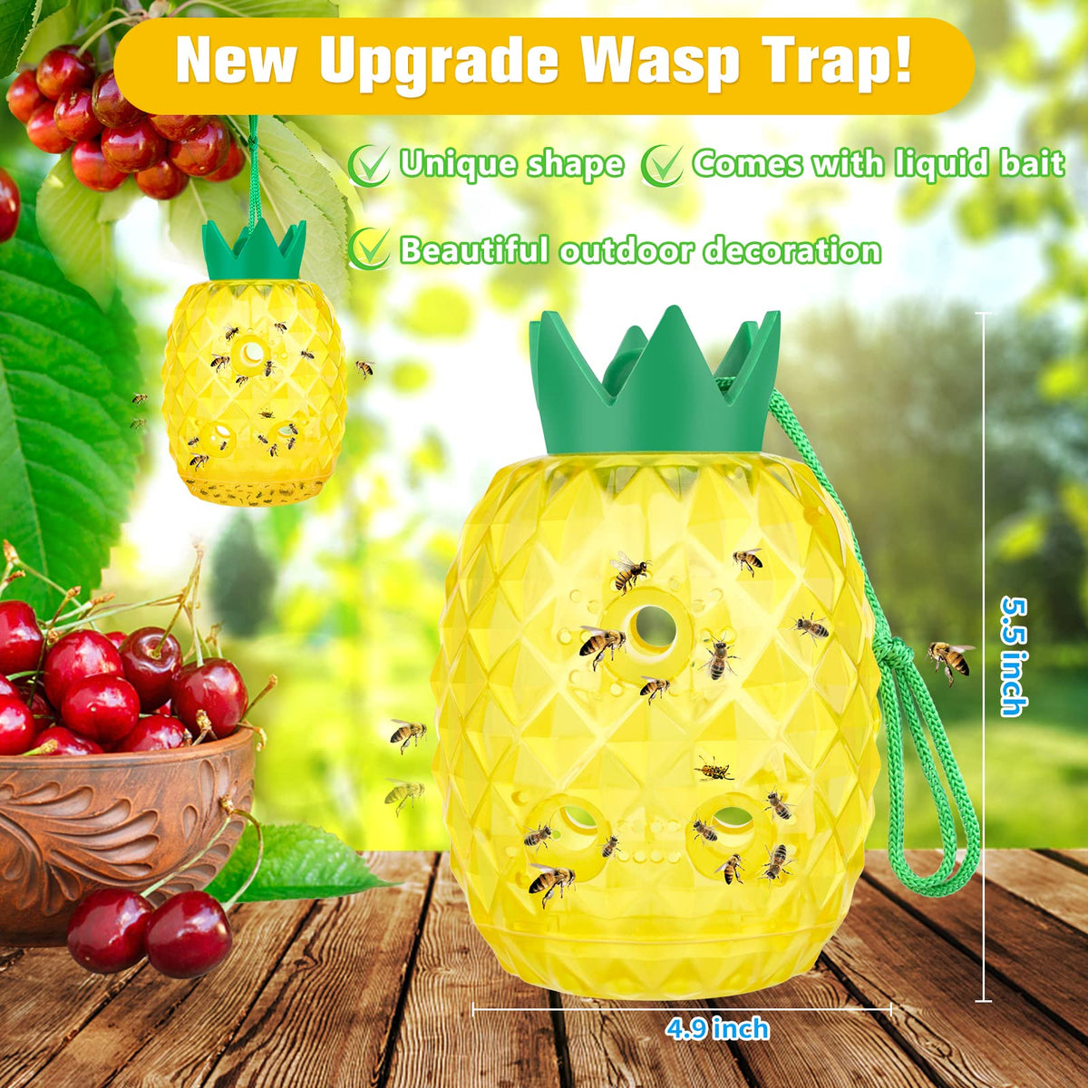 JNKNT Wasp Trap 6-entry design helps more wasps enter safely.