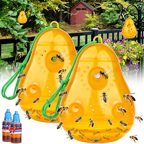 JNKNT Wasp Trap pear shape orange front view helps reduce wasp activity outdoors.