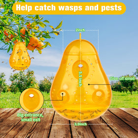 JNKNT Wasp Trap pear shape orange hanging cord view shows easy outdoor setup.