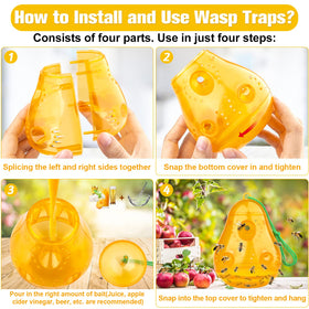JNKNT Wasp Trap pear shape orange side view ready for outdoor hanging.