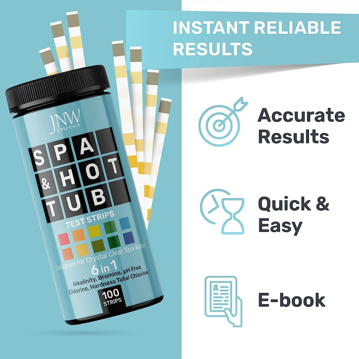 Free e-book included with spa and pool testing tips.
