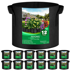JNYONG 12-pack 3-gallon thickened non-woven grow bag with handles for easy transport of soil and plants