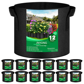 JNYONG 12-pack 7 gal grow bag front view with handles for easy transport.