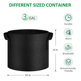 JNYONG 3-gallon aeration fabric grow bag side view showing breathable material and drainage