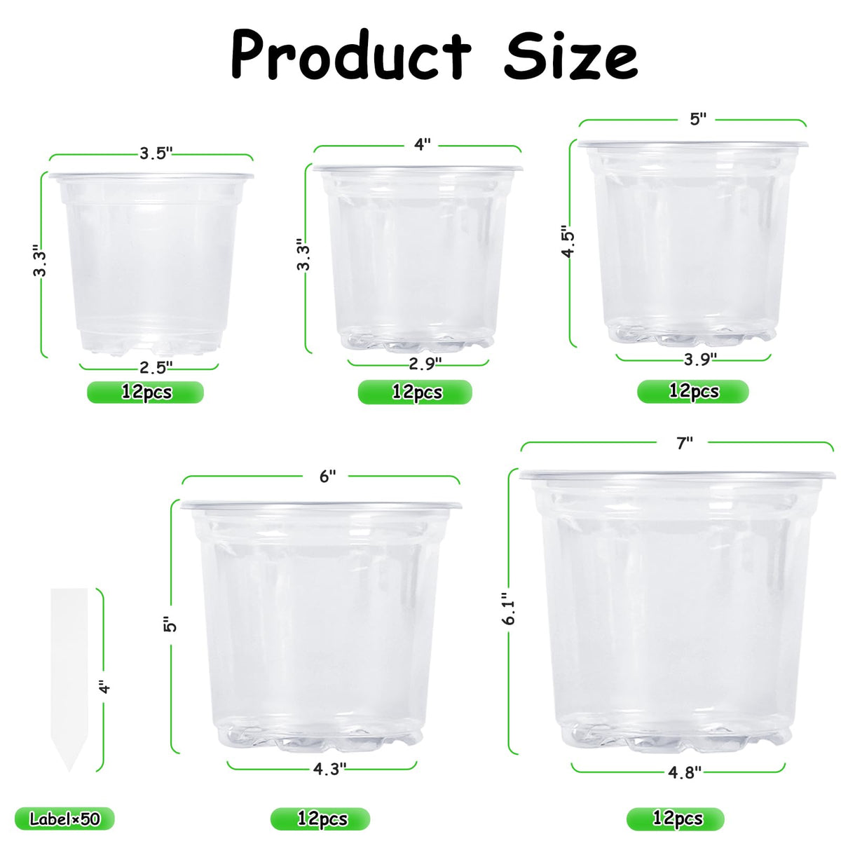 JNYONG clear nursery pot 4-inch ideal for starting seedlings and easy transplanting.