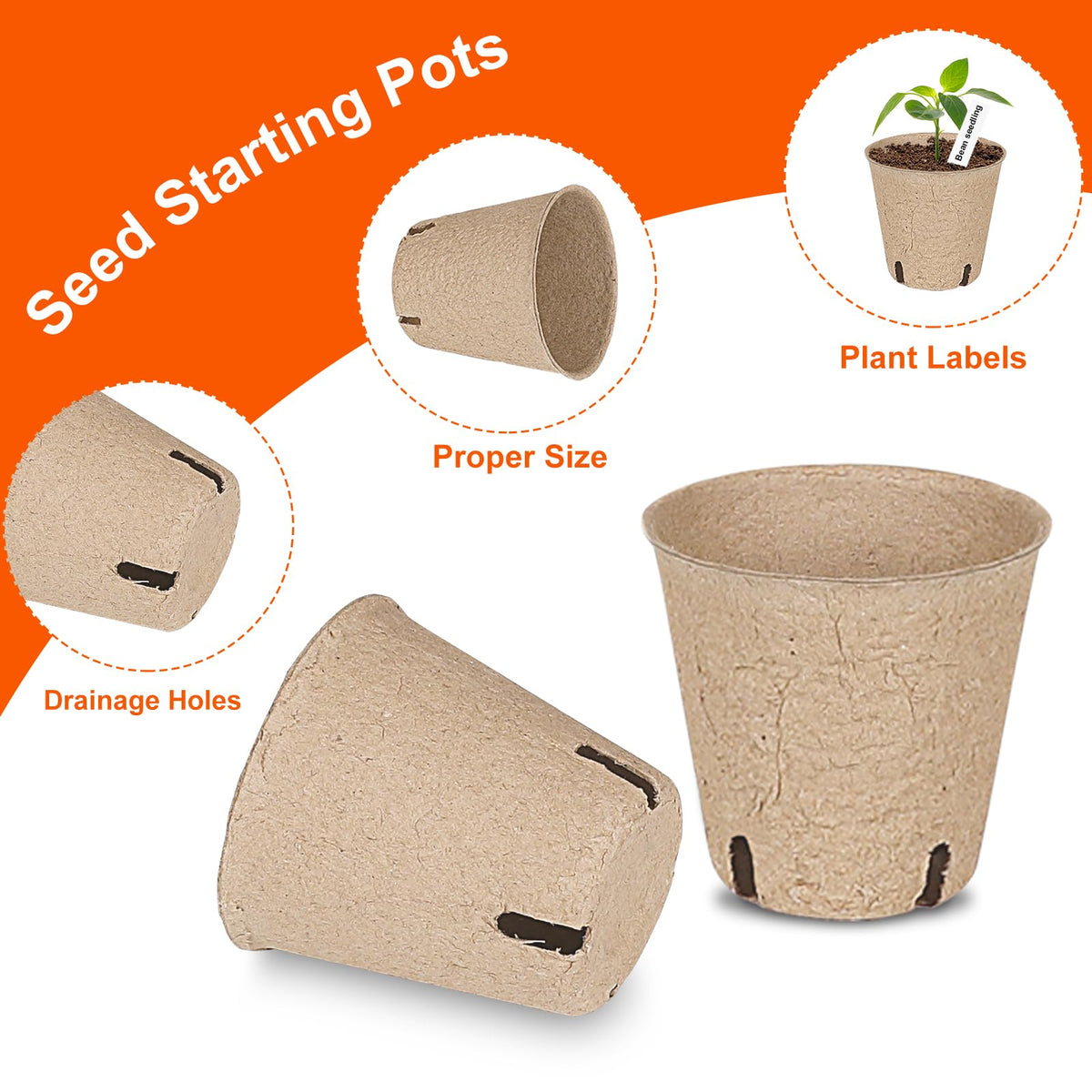 JNYONG peat pots showing four drainage holes to improve soil moisture management.