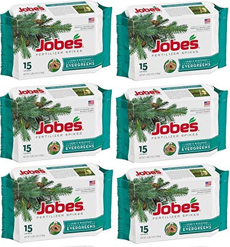 Jobe's 01611 Evergreen Tree Fertilizer Spikes 6-pack, slow-release nutrients for strong root growth