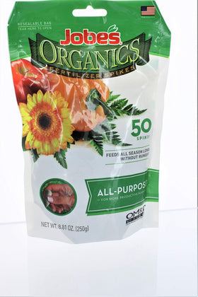 Jobes 06528 organic fertilizer spikes packaged for easy insertion at the root zone