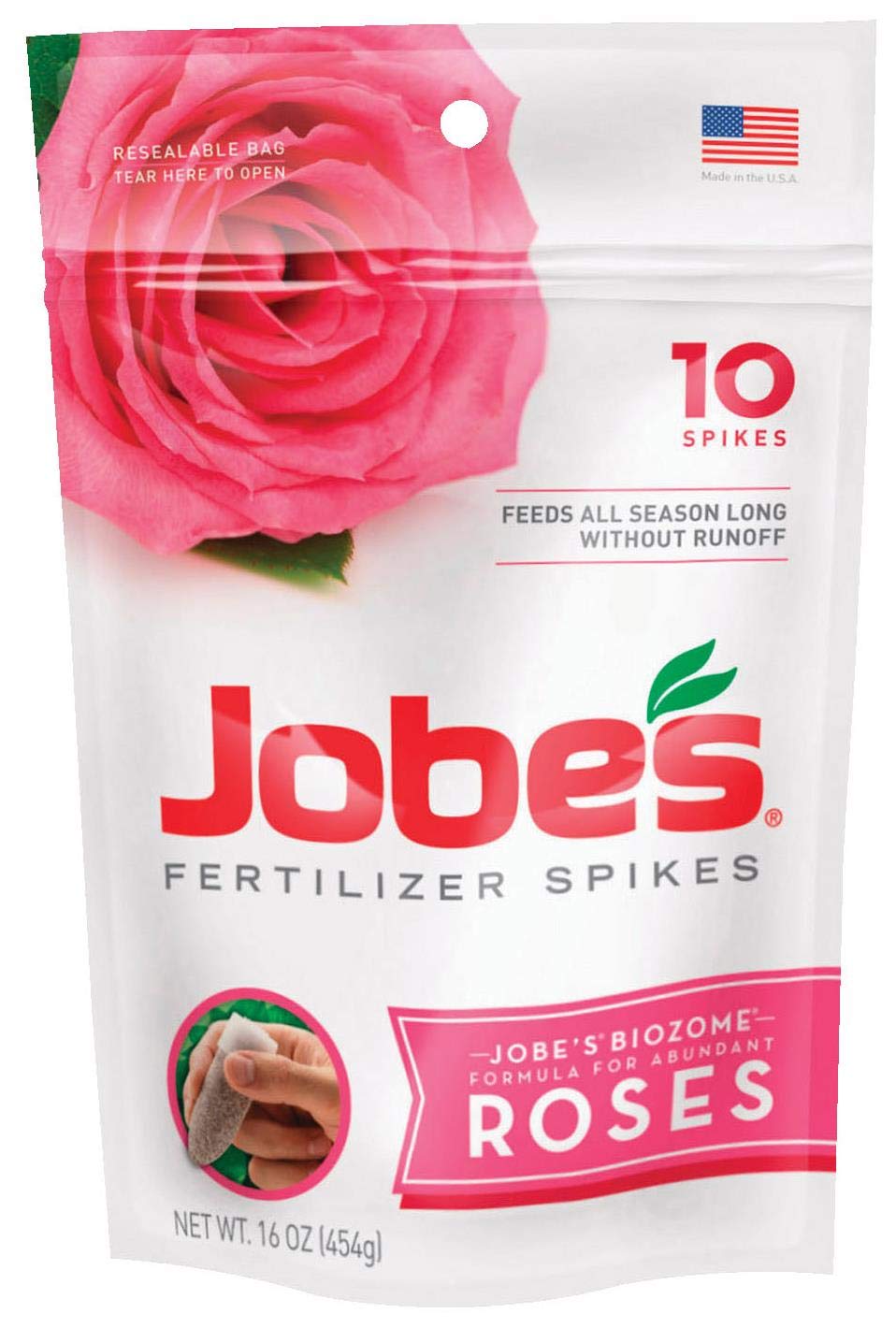 Jobes 4102 rose fertilizer spikes nourish roots for healthier blooms.