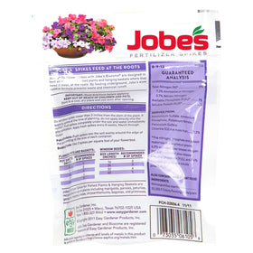 Jobe's Fertilizer Spikes in a hanging basket deliver nutrients at the roots for vibrant blooms.